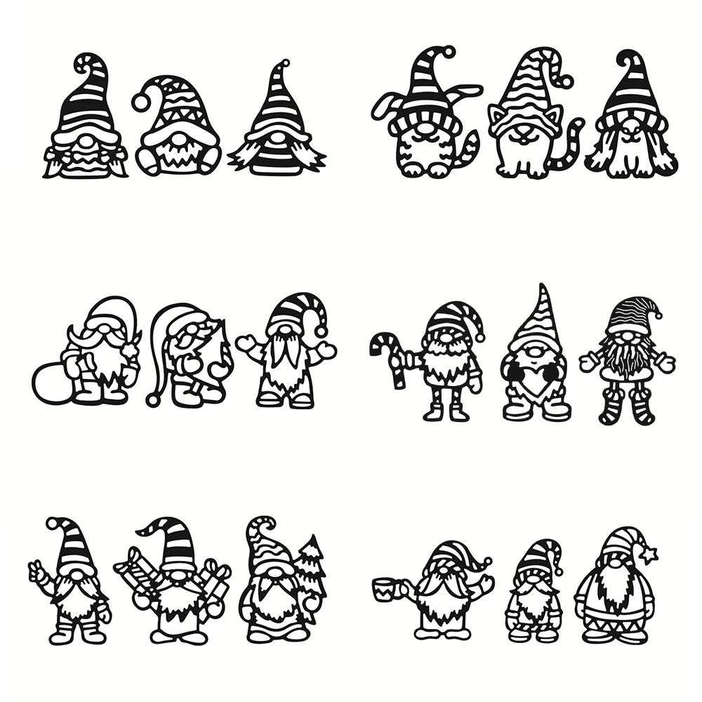 Christmas Gnomes Metal Cutting Dies Scrapbooking Stencil Die Cuts Card Embossing DIY Photo Album Template Mold Decoration