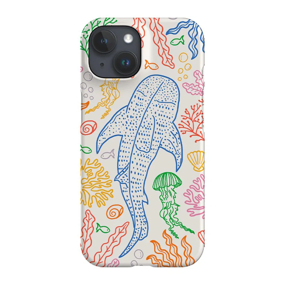 Clmj Funda de teléfono de lujo Rainbow Whale Shark Coral Reef para iPhone 16 15 14 13 12 11 X XS XR 7 8 Pro Max Plus cubierta de doble capa