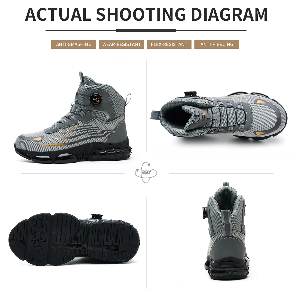 أحذية أمان بزر دوار مضادة للتحطيم أحذية عمل رجالية مريحة مضادة للثقب سهلة الارتداء والخلع أحذية الشتاء