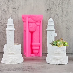 Large DIY Marine Animal Whale Seal Succulent Plant Flower Pot Resin Silicone Mold Lighthouse Candle Cup Concrete Gypsum Mold
