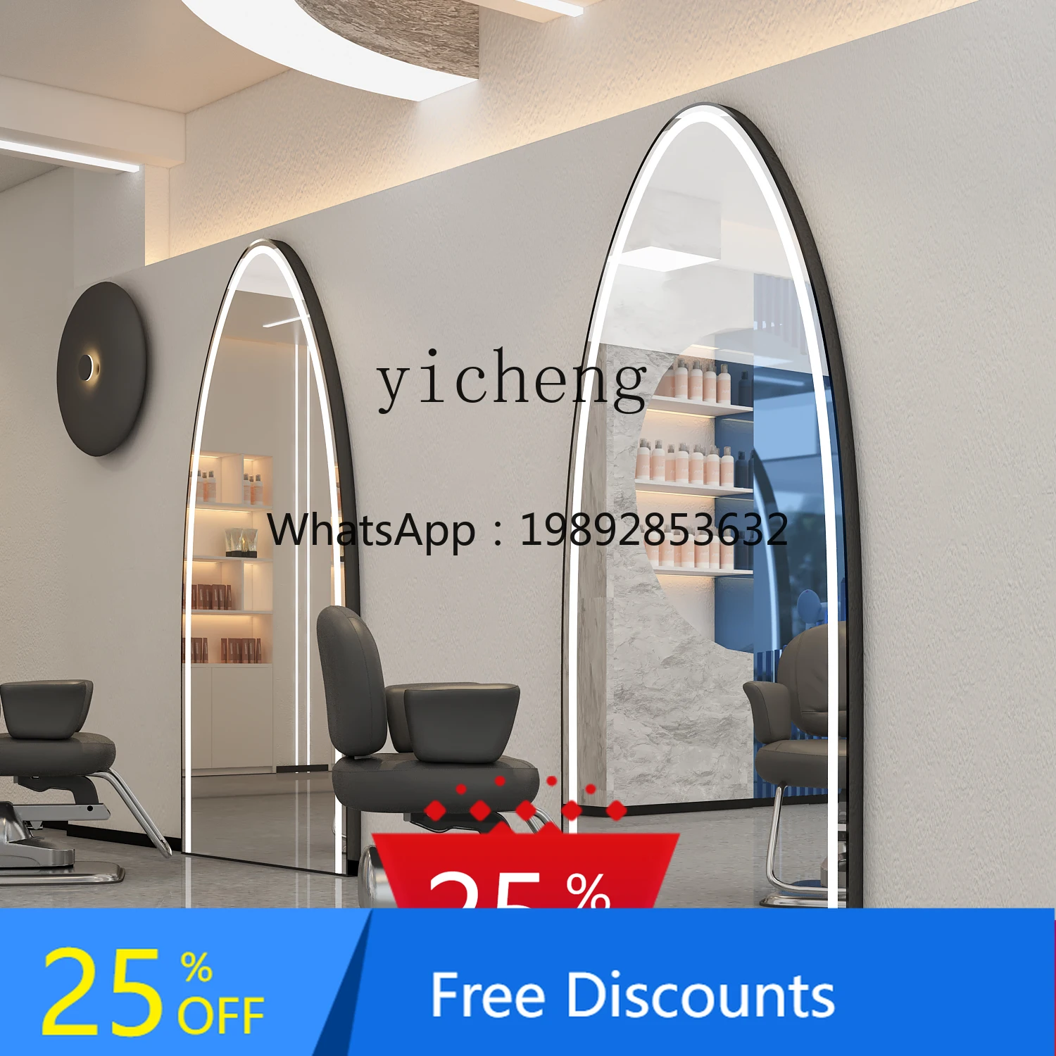 A Single-sided barber shop mirror table hair salon only barber shop mirror