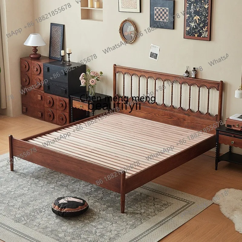 X Vintage solid wood bed master bedroom double bed medieval, furniture oak, bed