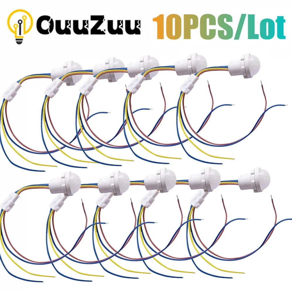 MINI 10PCS lot PIR Sensor Detector Smart Switch 110V 220V LED PIR Infrared Motion Sensor Detection Automatic Sensor Light Switch