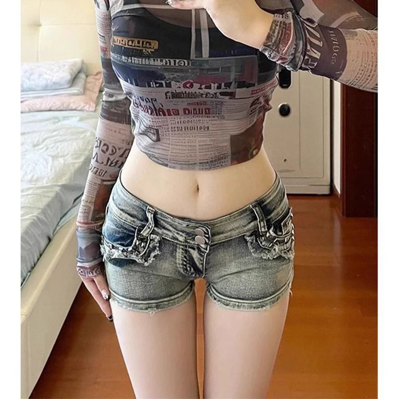 Summer Girls Chic Slim Fit Thin Jeans Hot Sale Female Korean Low Waist Short Pants Women Vintage Fashion Denim Shorts