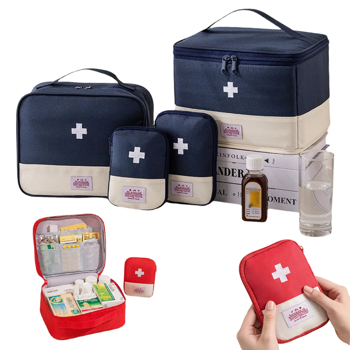 

Waterproof & Moisture-proof Thickened Medicine Pillboxes Large Capacity Layered Family First Aid Kit Storage Bag Pill Organizer