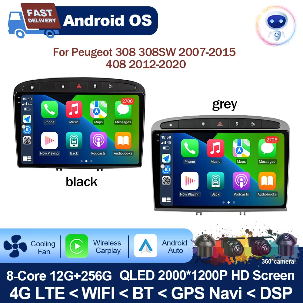 

Wireless Carplay for Peugeot 308 308SW 2007-2015 408 2012-2020 Android Car Radio Multimedia Stereo Player WIFI GPS Navigation