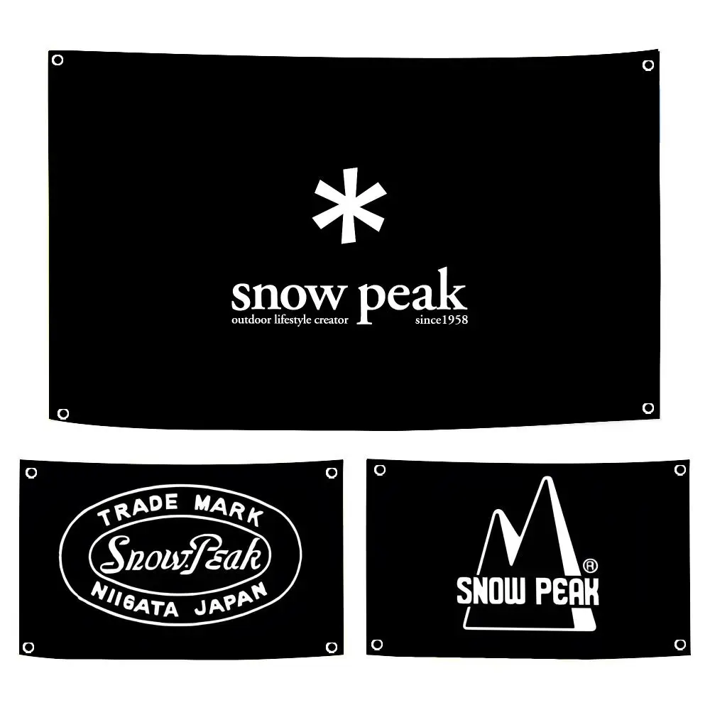 Fashion Logo S-Snow Peak Flags Horizontal High Density Knitted Fabric European Simple For Durable Outdoor Indoor Use