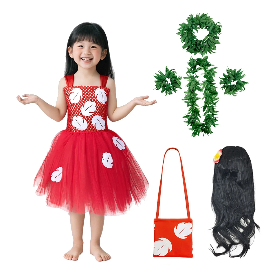 

Halloween Cosplay Costume Movie Lilo And Stitch Girl Costume Children Hawaiian Style Mesh Fluffy Dress Stage Performance Clothes