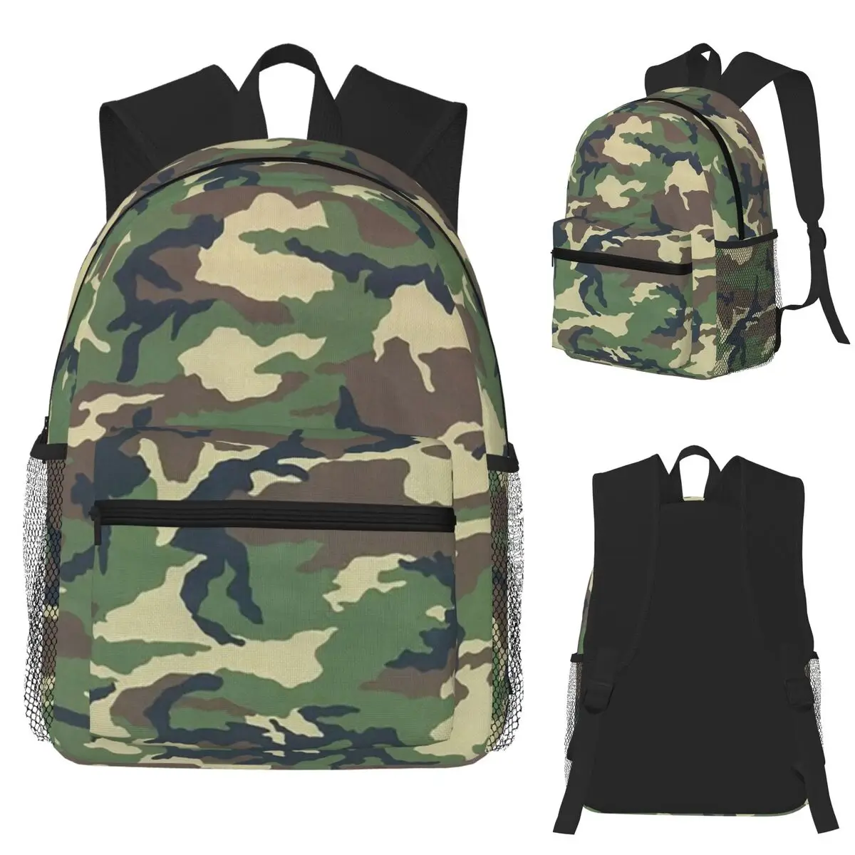 

Green Camouflage Army Camo Student Backpack School Bag Hiking Travel Daypack for Boys Girls Bookbag Shoulder Bags