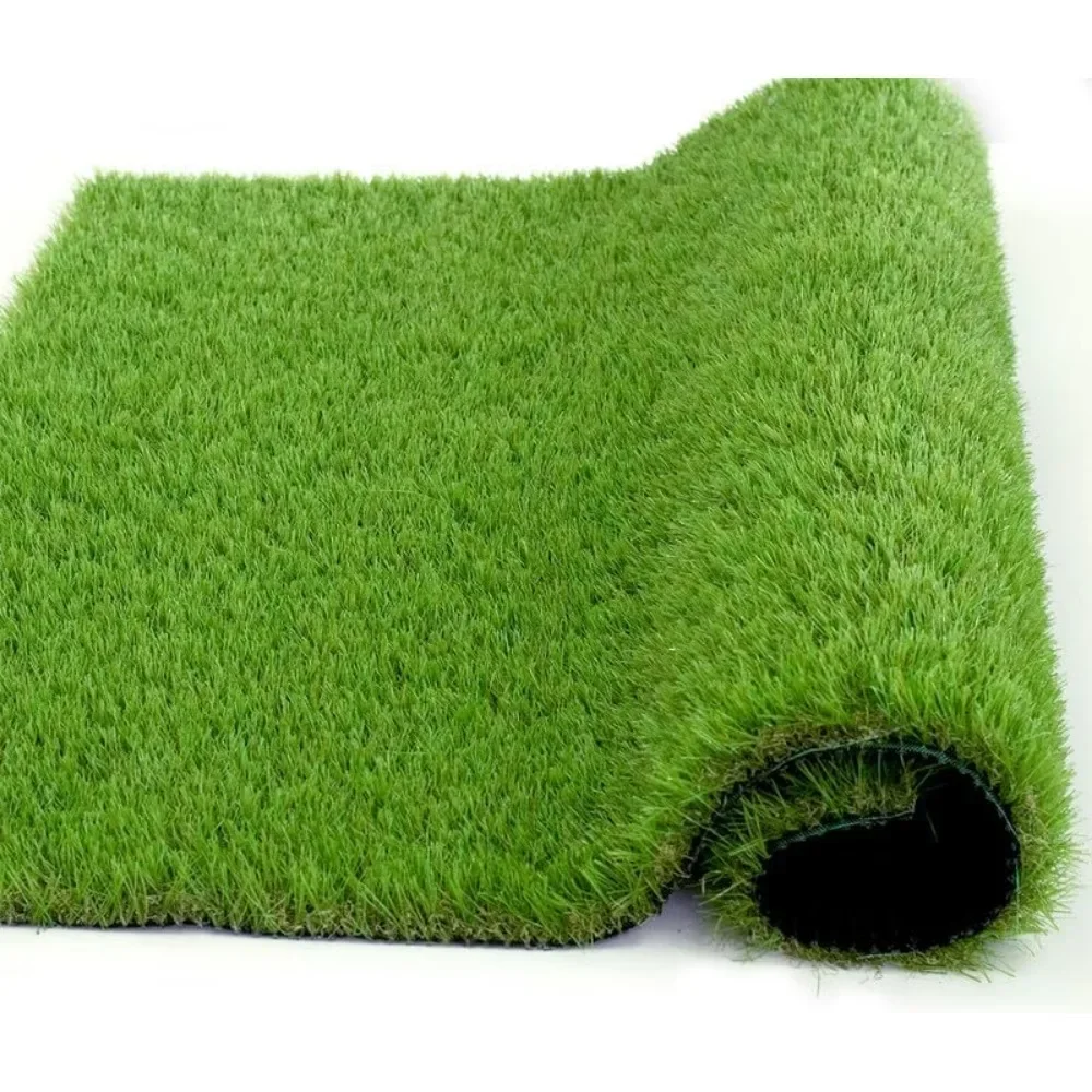 Artificial 4FTX10FT Fake Grass Carpet Green Synthetic Grass Turf 1.38 Inch  with Drain Holes Lawn Landscape Balcony Home Decor