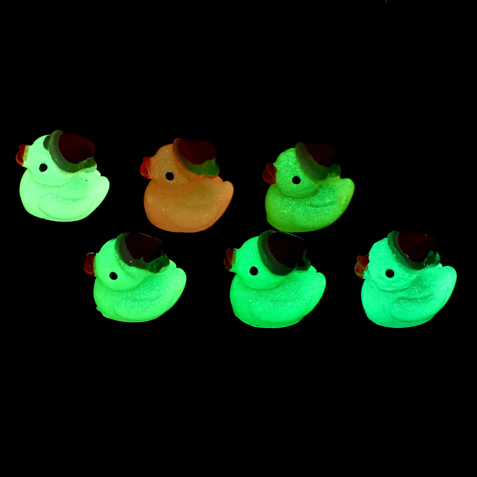 

50 Pcs Luminous Christmas Duck Ornaments Miniature Garden Figurines Resin Animal