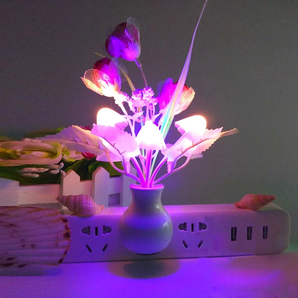 ไฟกลางคืนแบบเหนี่ยวนำปลั๊กแบบใหม่7สีโคมไฟ LED เห็ดลูมิเรีย220V สำหรับหลอดไฟ LED เห็ด