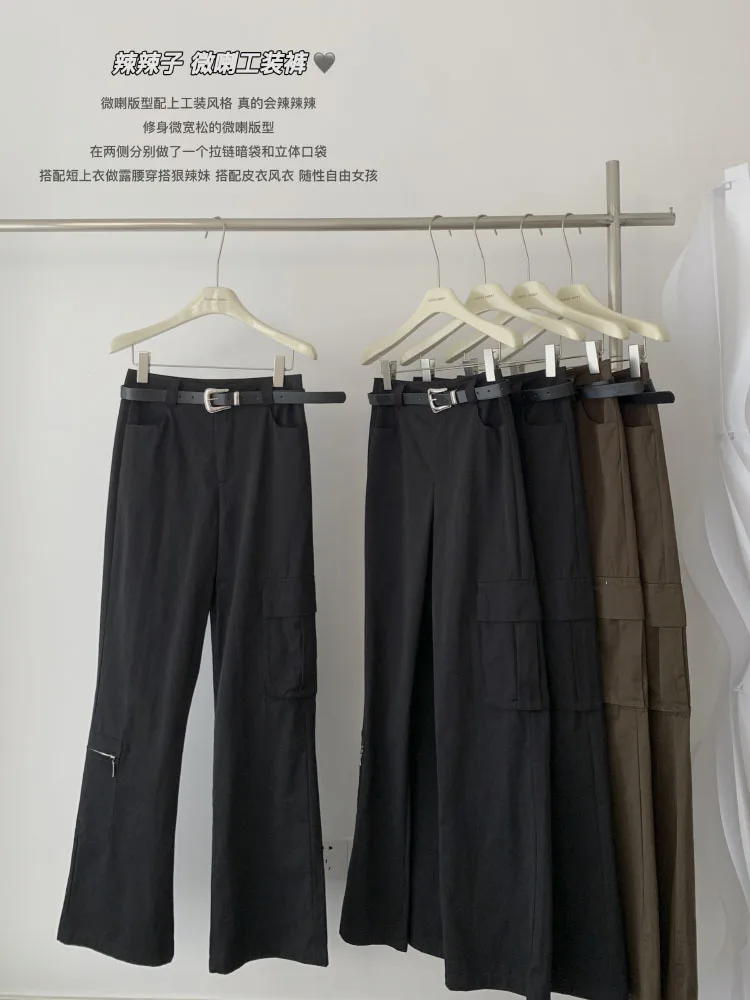 Casual Woman's Cargo Pants Korean Women Aesthetic Straight Leg Comfortable Loose Pants Women Fashion Casual Mom Trousers