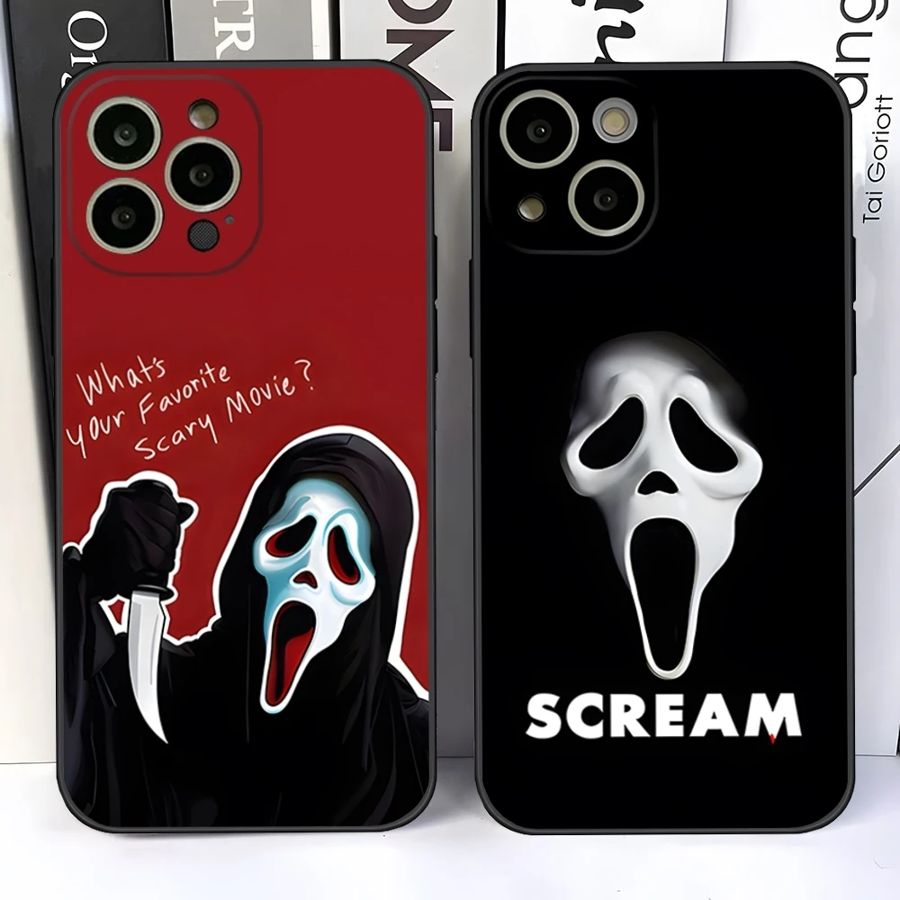 Ghostface Horror Scream Art Handyhülle für 17 Pro Max iPhone 16 15 13 14 12 Mini 11 Xr X Xs Pro Max Rückseite