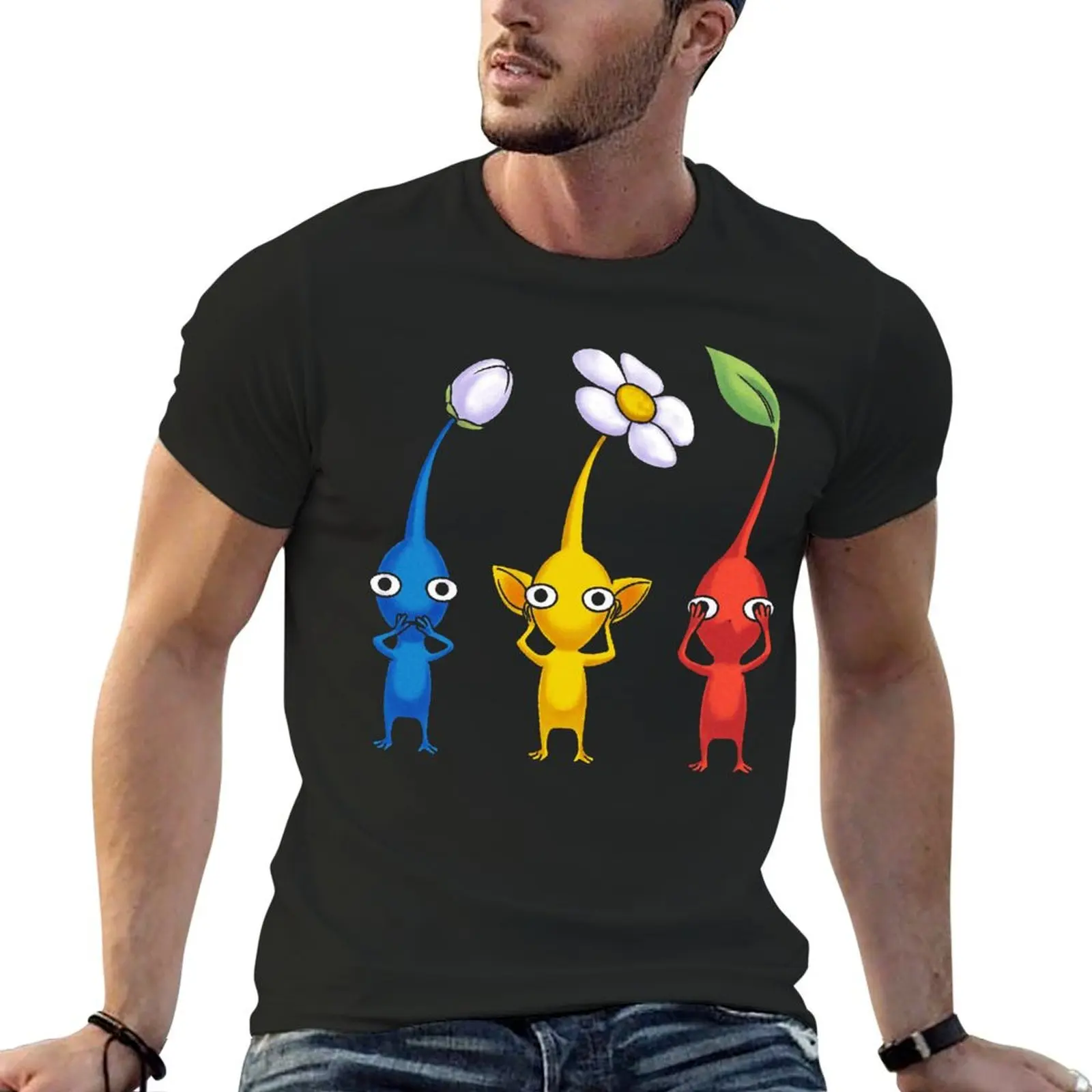 Three Wise Pikmin For Sale T-shirt Fresh Campaign  Funny Novelty T-shirts Vintage Aactivity Competition USA Size