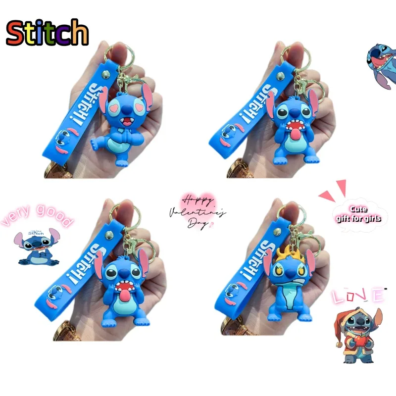 Disney Stitch 3D Doll Car Key Pendant Anime Creative Angry Expression Backpack Decoration Accessories Keychain Jewelry Gift Toy