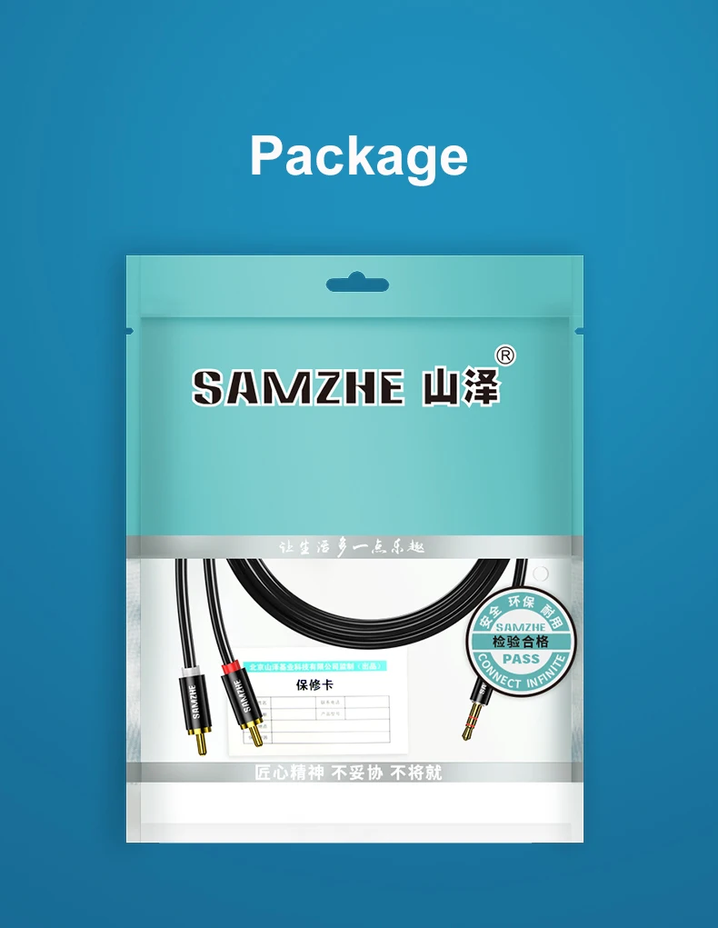 Samzhe rca kabel buchse 3,5mm zu rca audio kabel 3,5mm buchse zu 2rca männlich splitter aux kabel für tv pc verstärker dvd lautsprecher kabel – Detail 8