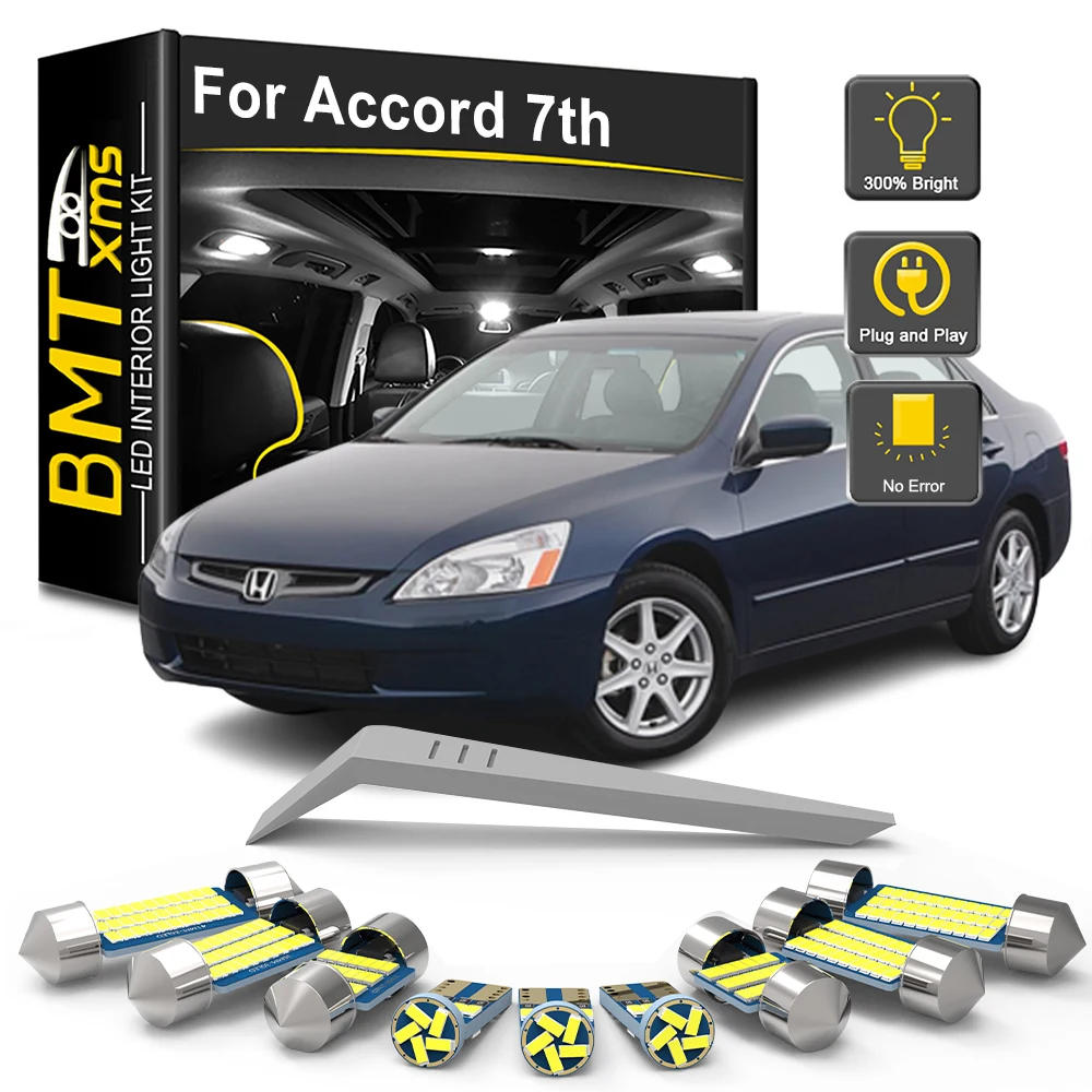 BMTxms 17Pcs For Honda Accord 7 VII MKVII MK7 7th 2003 2004 2005 2006 2007 Car LED Interior Light Bulb Kit Dome Reading Canbus