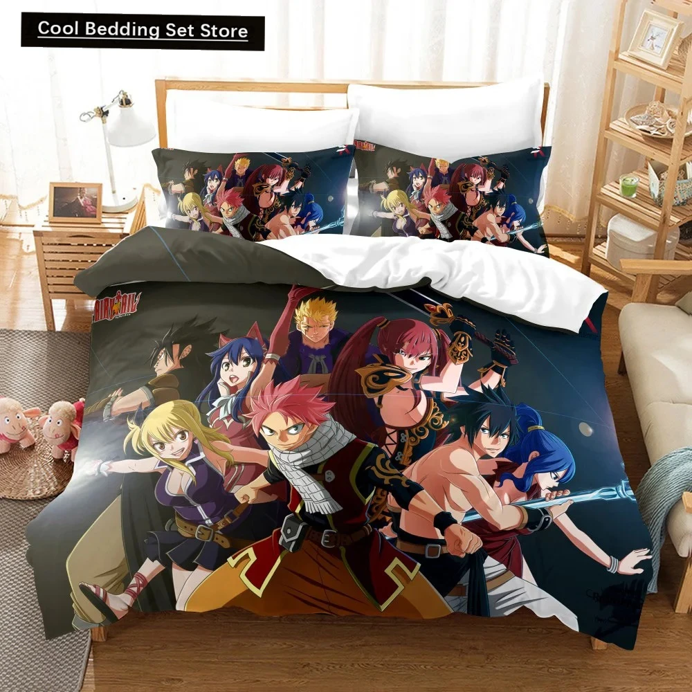 

3D Print Anime Fairy Tail Logo Natsu Bedding Set Boys Girls Twin Queen Size Duvet Cover Pillowcase Bed Kids Adult Home Textiles