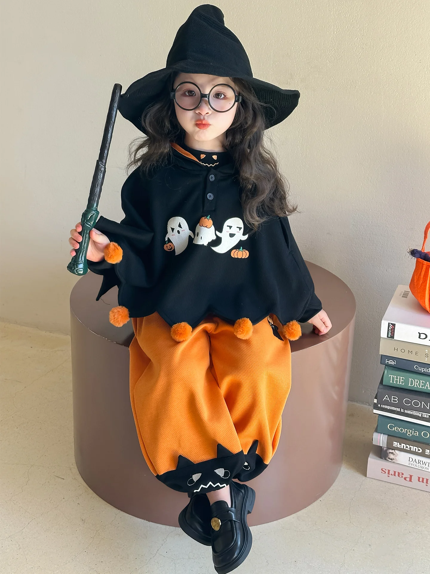 loween Costume cosplay per bambini Zucca Princ Ghost irt Set da performance per ragazze Abito casual lungo Sle Sve