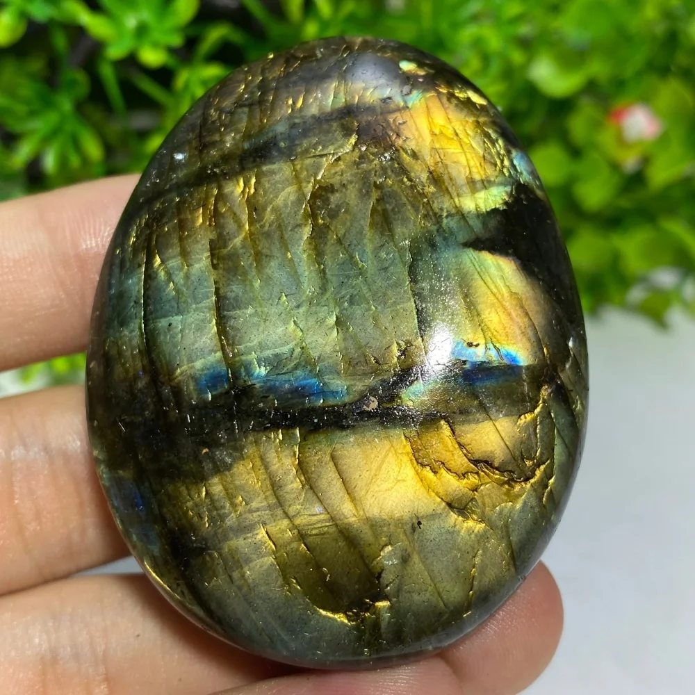 Natural Double Sided Gloss Labradorite Crystal Palm Stone for Meditation Reiki Spiritual Healing Quartz Gift Aquarium
