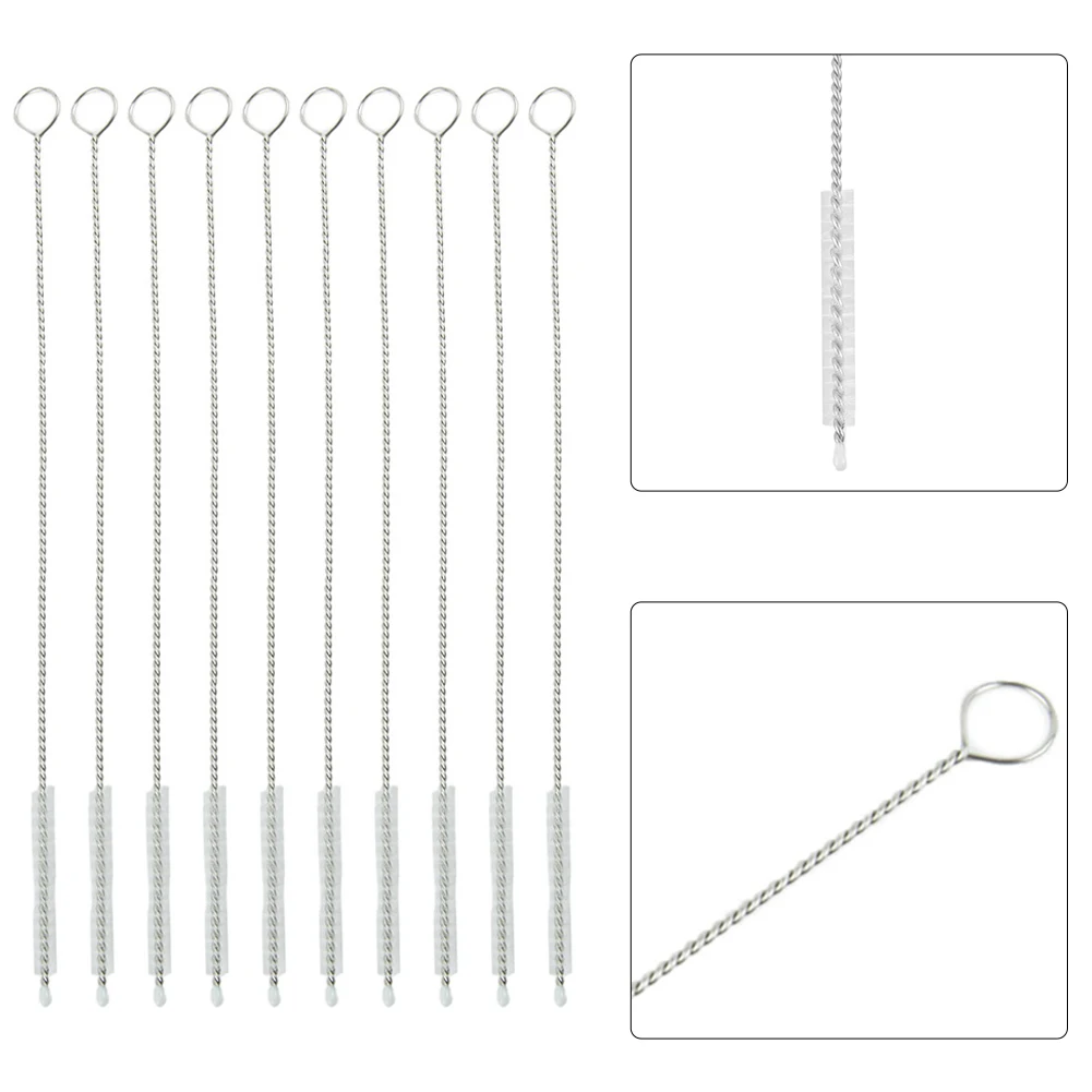 10pcs Drinking Straw Cleaning Brush Kit Straw Tube Pipe Cleaner Nylon+Stainless Steel Long Handle Cleaning Brushes For Straws