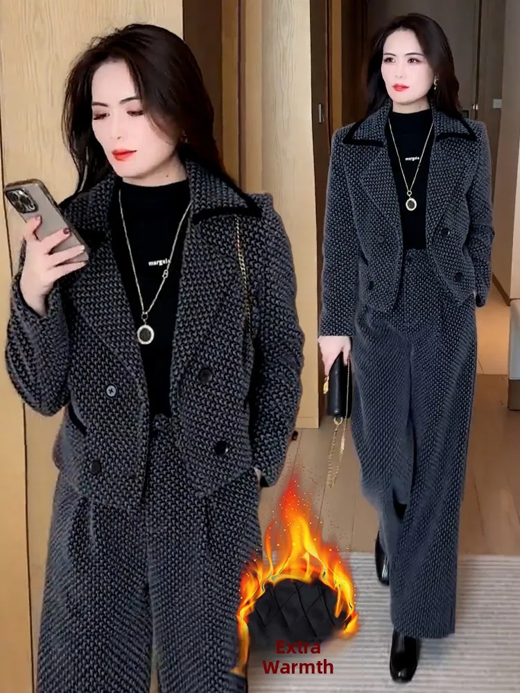 Ele – ensemble pantalon Anti-âge en coton à jambes larges pour femme, vêtement d'extérieur chaud, costume deux pièces, nouvelle collection hiver