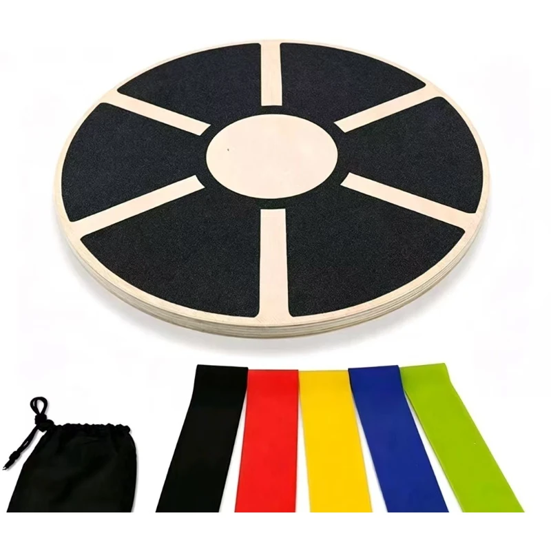 `Small Round Wooden Balance Board Yoga Training Pedal Adult Coordination Portable Outdoor Home Gym Fitness Exercise Equipment`