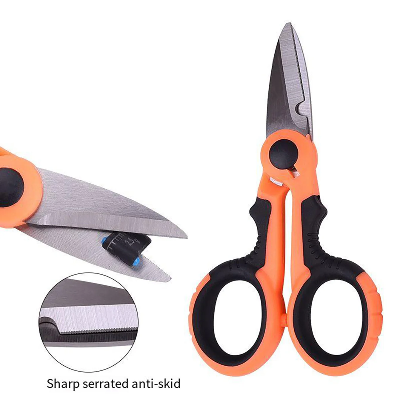 Electrician Scissors New High Carbon Steel Non-slip Industrial Strong Wire and Cable Stripping Scissors Suitable for Home Office