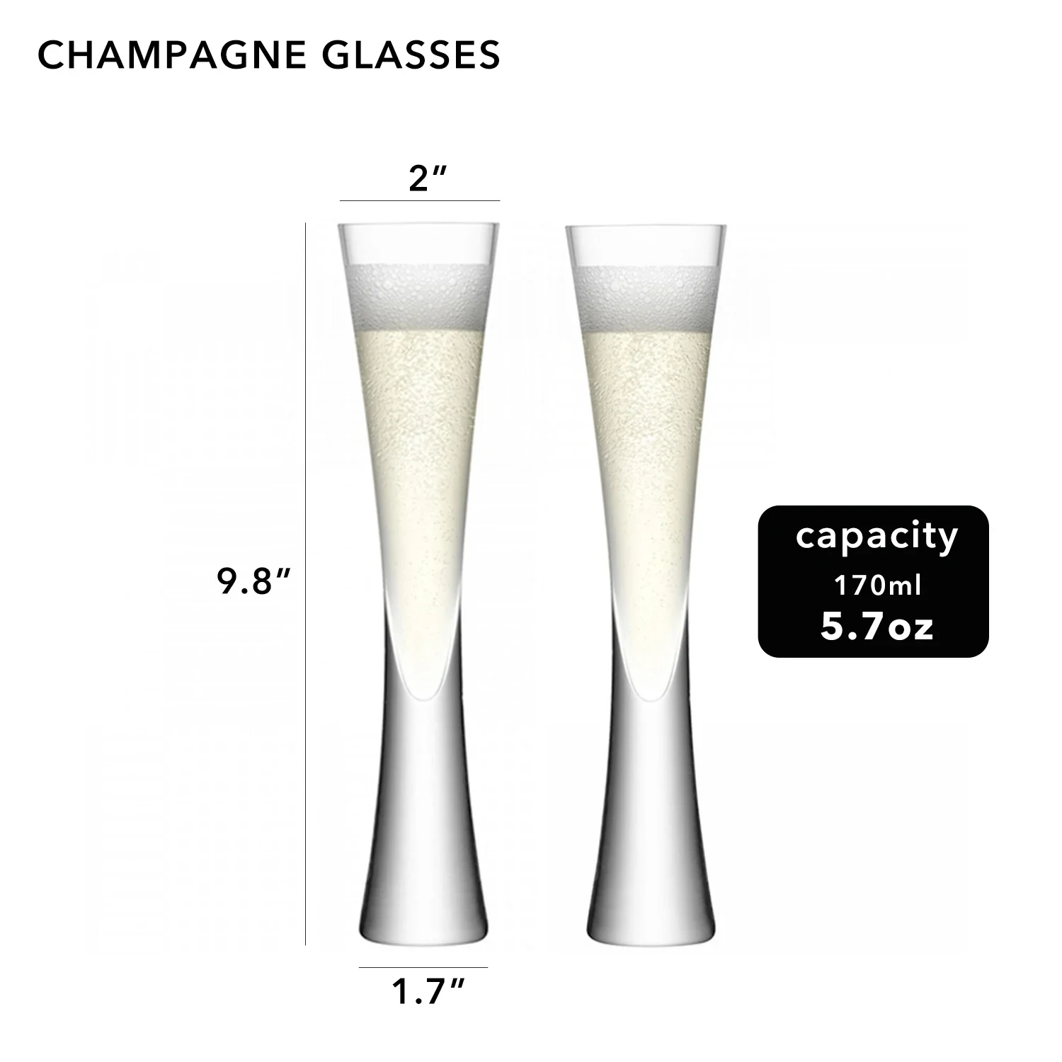 ​​Hand Blown Champagne Flutes Glasses | Clear Crystal for Weddings & Parties | Housewarming Toasting Cups Gifts​​