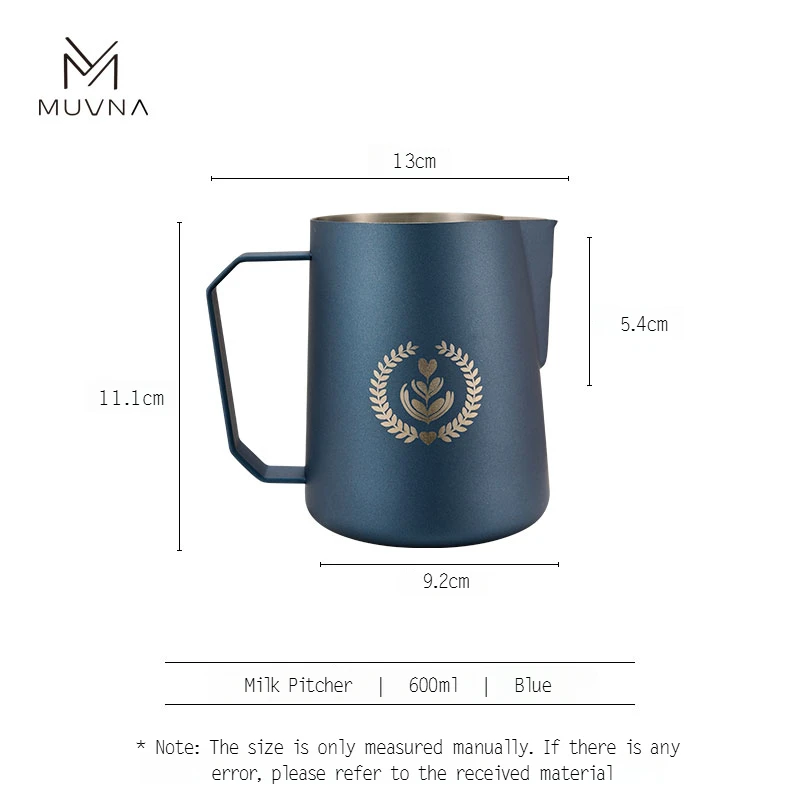Muvna Espresso Melkkruik, 350/450/600Ml Koffiemelkschuimkan, Scherpe Tuit Latte Art Pitcher Met Breed Dik Handvat