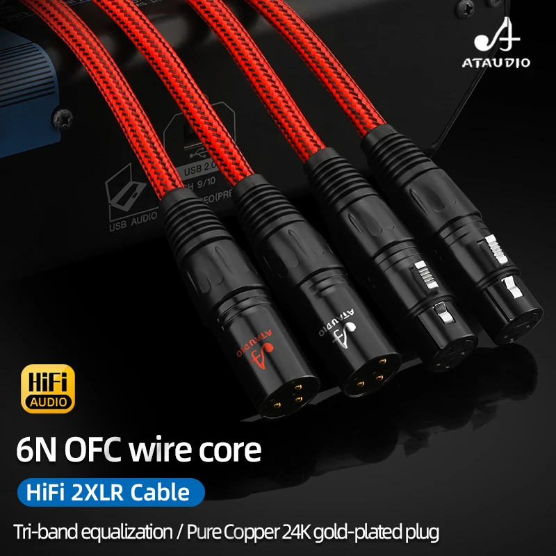 HiFi XLR Cable High Quality 6N OFC Balanced 2XLR to 2XLR Audio Cable Male to Female for Microphone Amplifier