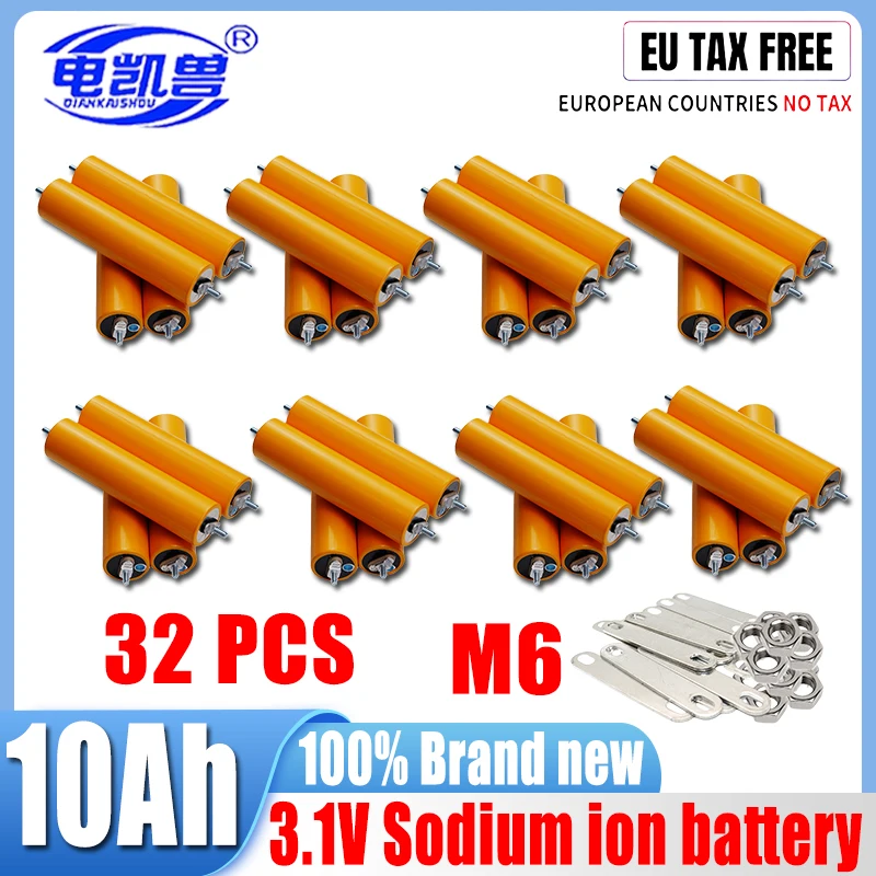 32 pcs new 3.1V 10Ah Sodium-Ion battery 20c Discharge Cell for 4S 12V 24V Motorcycle Car motor batteries modification Inverter