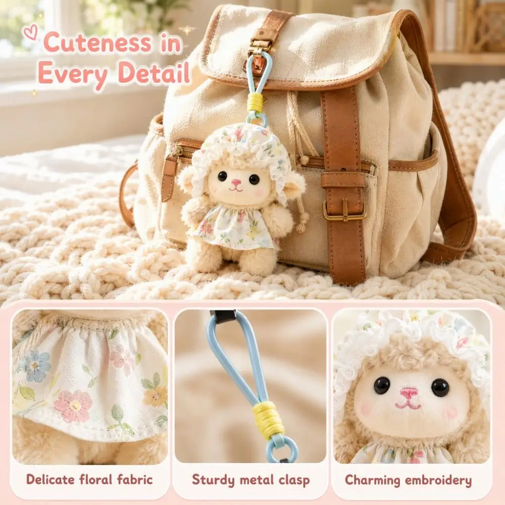 Car Key Chain Cute Sheep Keychain Cartoon Dressed Lamb Cartoon Animal Stuffed Soft 13cm Size Lamb Bag Charm Key Decoration