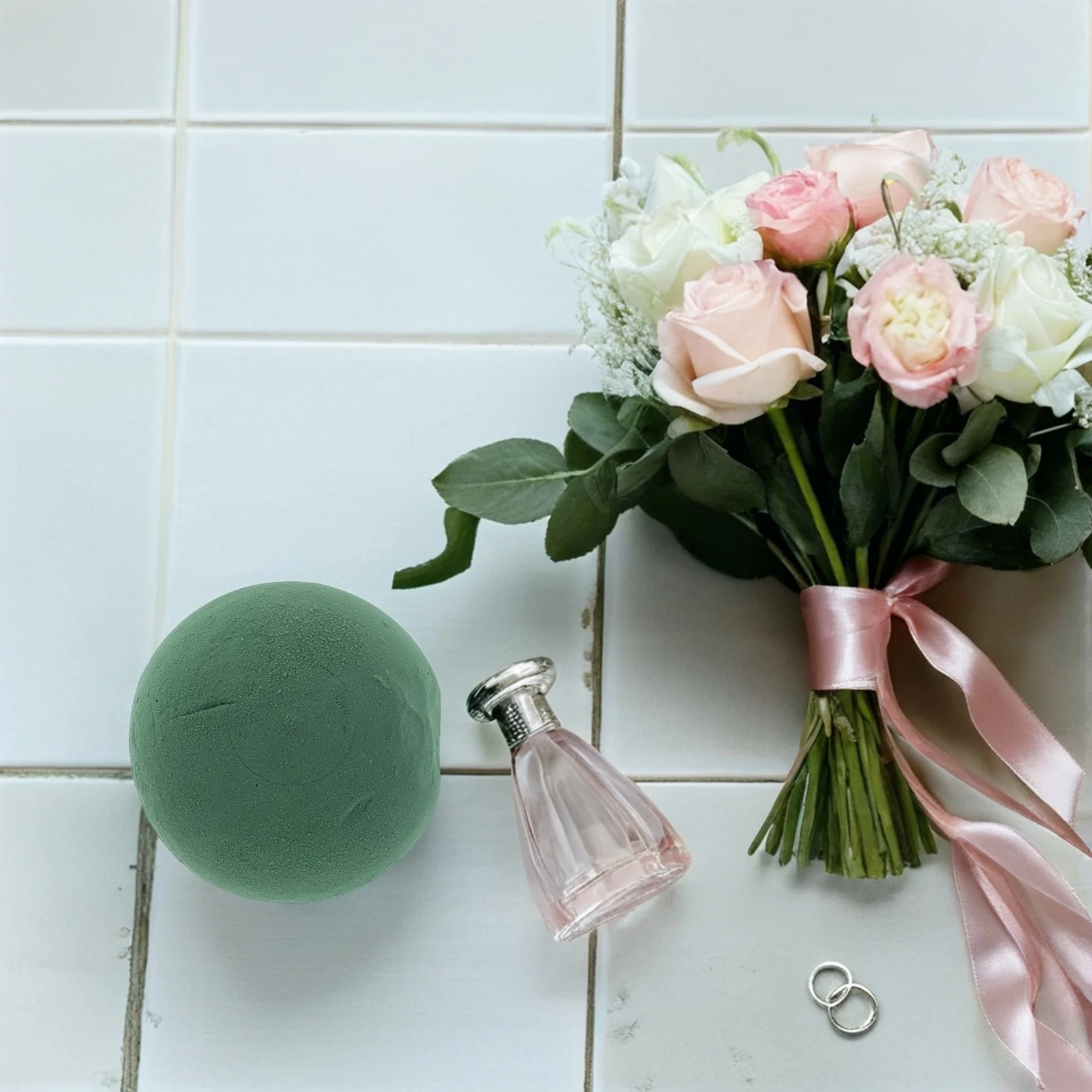 

8Pcs Floral Foam Blocks Round Green 3.54 X 1.77in Dry Flower Sponge for DIY Bouquet Arrangement Crafts Artificial Plant Display