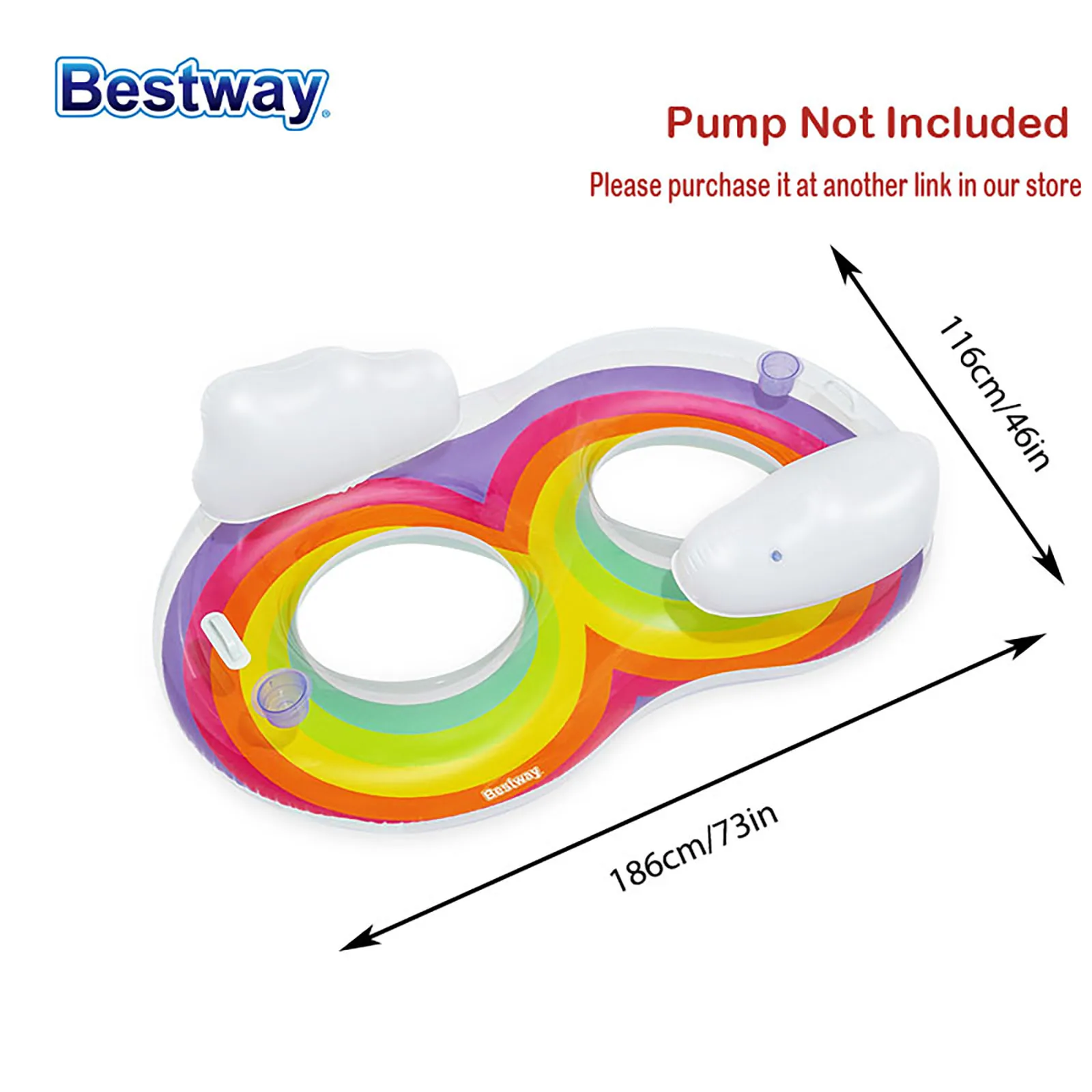 Bestway 43648 Rainbow Dreams Inflatable Swim Ring, Pool Inflatable Float for Patio, Water Party