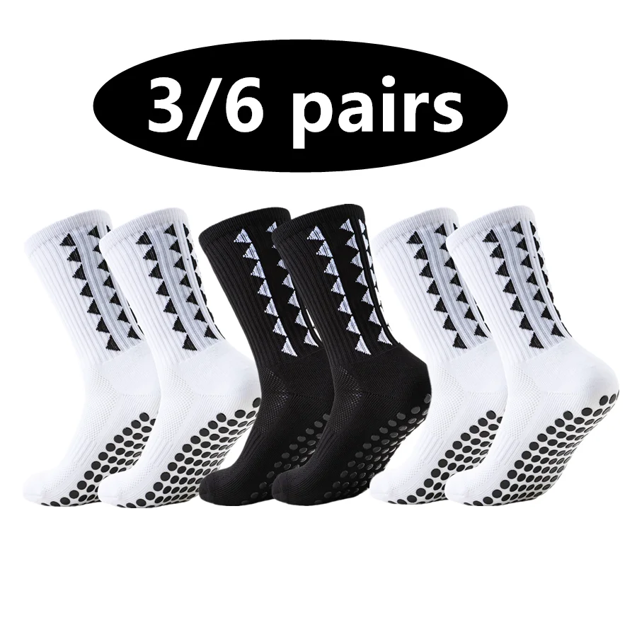 3/6 Pairs Men Women Tennis Sports anti Slip Grip Socks Towel Sole Shock absorbing Breathable Cycling Hiking Soccer Skateboard