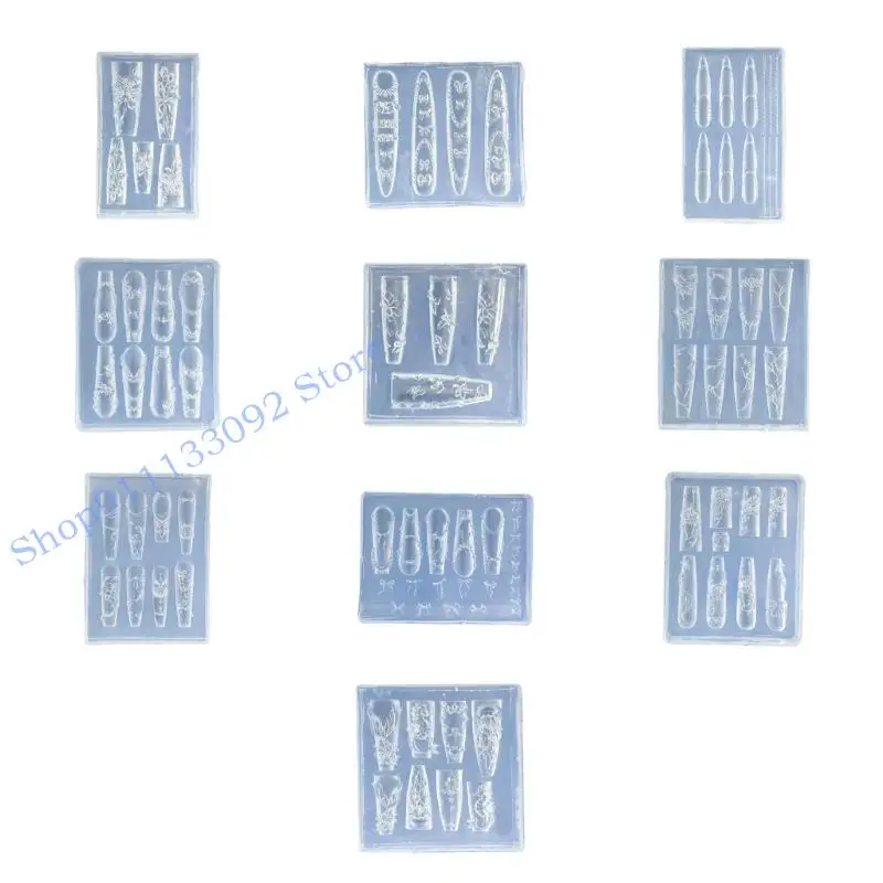 زوج قالب سيليكون مبتكر H9ED لفناني الأظافر يصنع تصميمات زهور معقدة وزخارف حرفية على شكل فيونكة