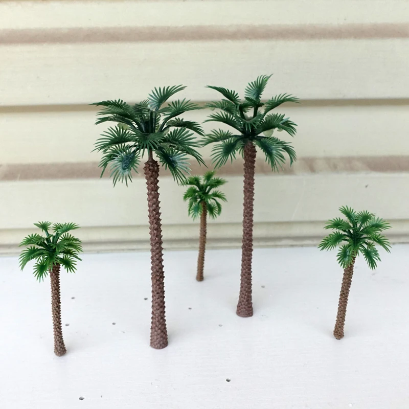 Plastic Coconut Palm Tree Model Rainforest Plant Pots Bonsai Craft Micro Landscape Diy Diorama Scenery Sand Table Garden Decor