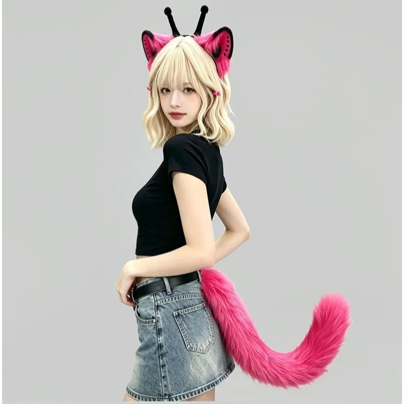 New Alien Kitten Ear and Tail Suit Anime Diffuse Cos Props Green Alien Cat's Ears (Steamed Cat-ear Shaped Bread) Headband