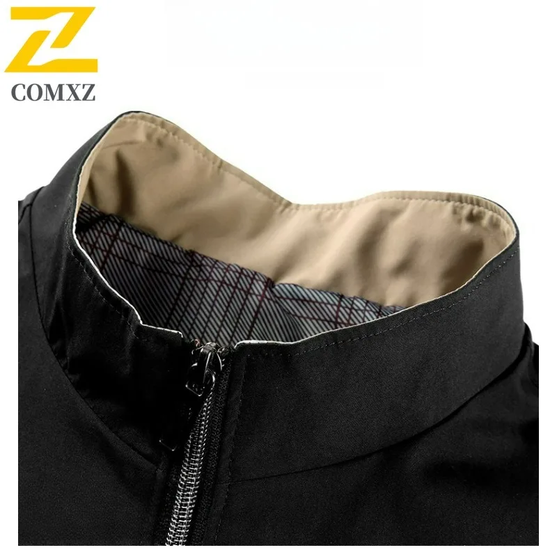 New Trendy Baseball Jacket Men's Stand Collar Business Casual Windproof Coat Resistant Spring Autumn Minimalist Office Coats