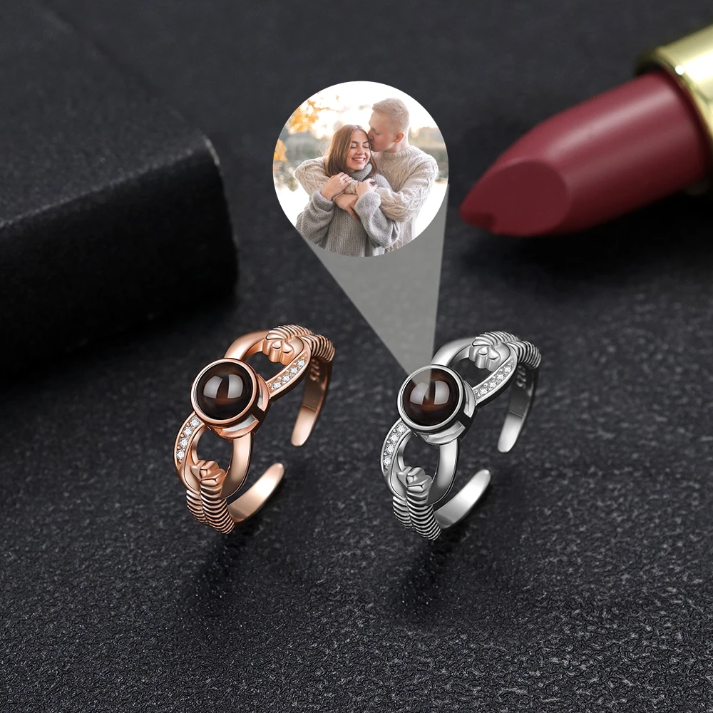 

Custom Photo Projection Photo Rings for Women Men Geomatric Pendant Rings Lovers Girlfriend Personalized Gift Wedding Jewelry