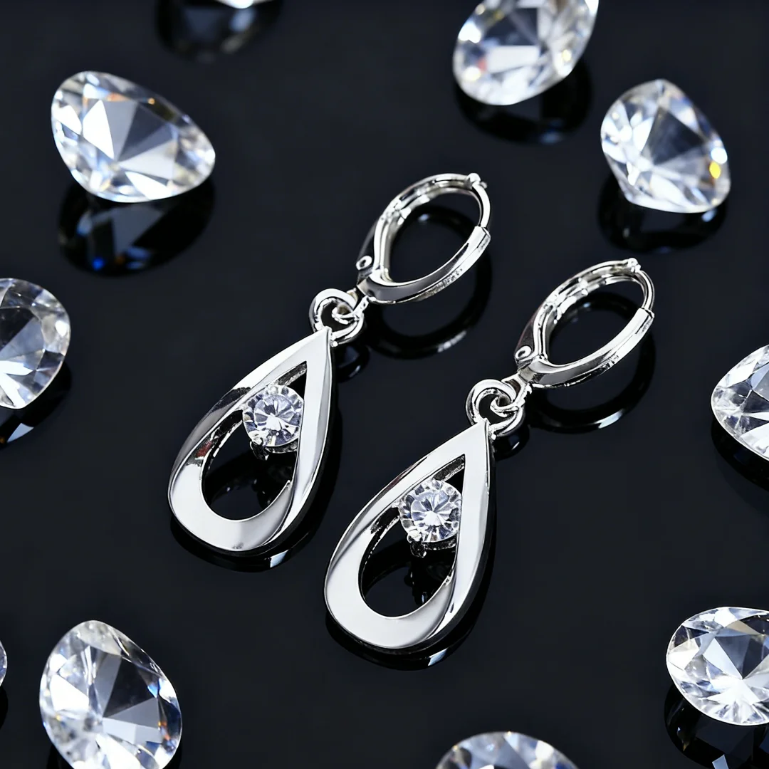 

New 925 Sterling silver Earrings for Women Jewelry Water Droplets Zircon diamond earrings stud wedding party Christmas Gifts