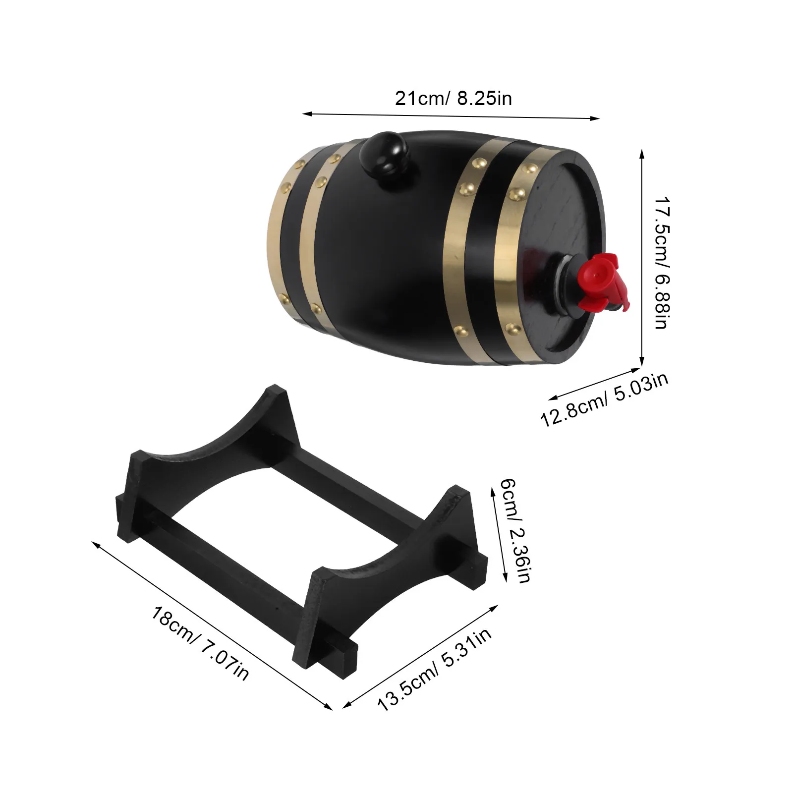 1L Wooden Whiskey Barrel Dispenser with Spout and Stand for Aging Storing Serving Whiskey Wine Beer Home Bar Decor Rustic