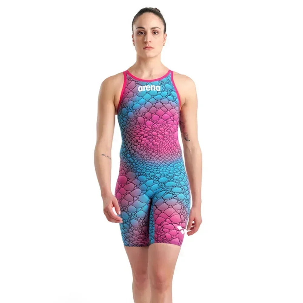 2026 Womens Swimsuit Triathlon Competitive Training Knee Length Quick Dry One Piece Swimwear Swimming Pool Surfing Bathing Suit