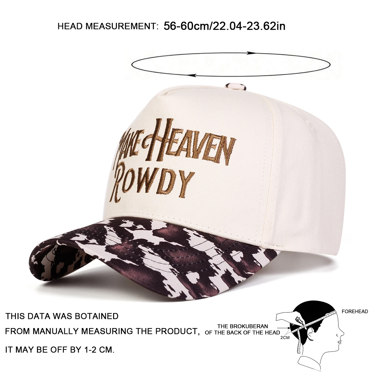 Unisex MAKE HEAVEN ROWDY Baseballkappen mit Buchstabenstickerei, Frühling und Herbst, für den Außenbereich, verstellbare Freizeithüte, Sonnenschutzhut, Sportkappe – Detail 7