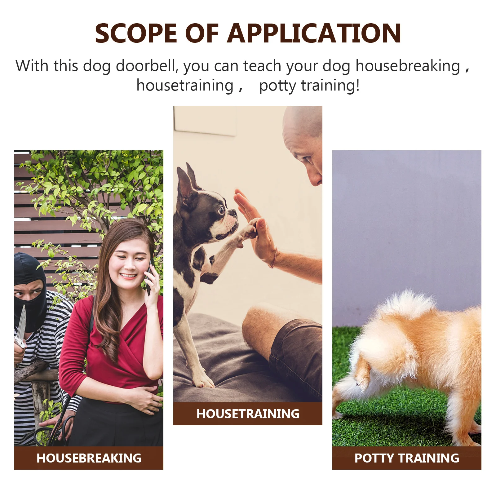 

Dog Doorbell Metal Pet For Potty Training Durable Brass Bell Wall Mounted Puppy Training Bell Dog Door Bells