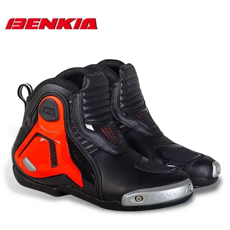 

BENKIA Motorcycle Boots Men Professional Track Riding Botas Waterproof Racing shoes Anti-Collision Off-Road for Rally Race