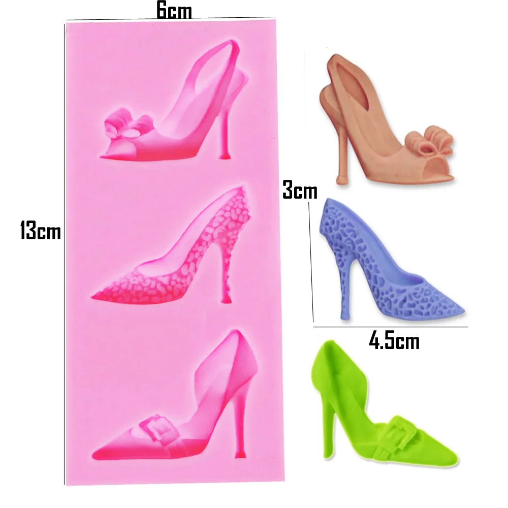 Girl High-heeled Shoes Silicone Moulds Fondant 3D Cake Cupcake Jelly Candy Molds Chocolate Decoration Baking Tool Resin F1141