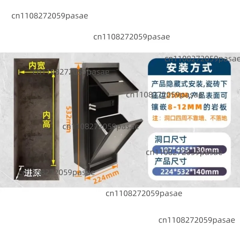 304 Stainless Steel Toilet Wall Niche Hidden Trash Can for Bathrooms Built-in Concealed Tissue Holder